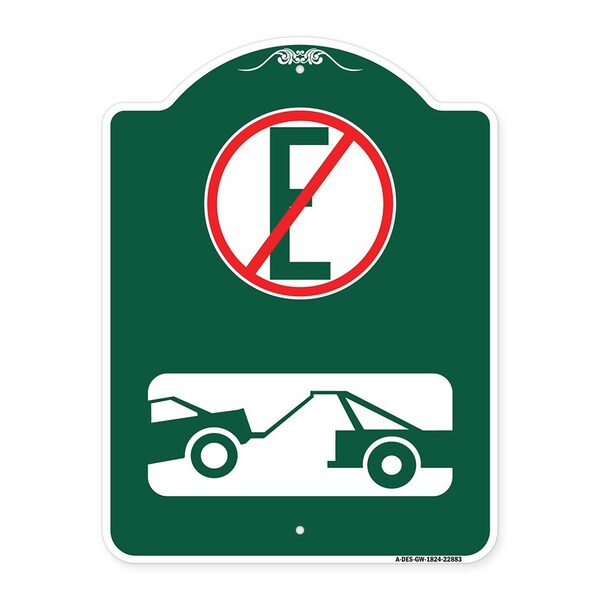 Spanish Parking Control Sign No Estacionar No Parking, Green & White Alum Sign, 18" H, GW-1824-22883